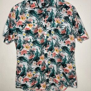 H&M Tropical Floral Hawaiian Button Up Shirt Men’s Large
